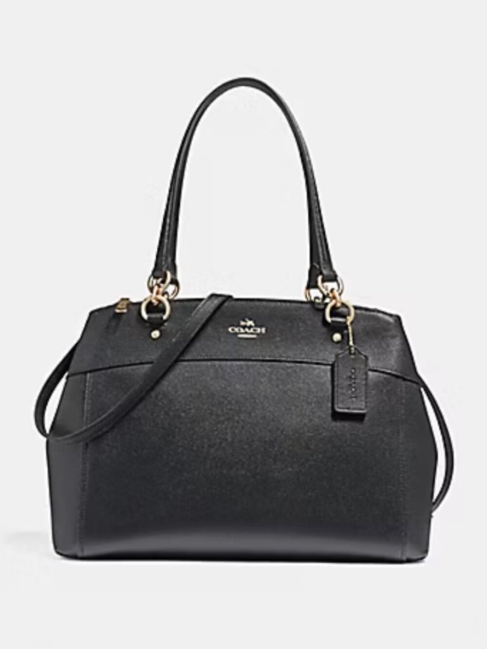 Coach Large Brooke Carryall Satchel in Crossgrain Leather (Black)